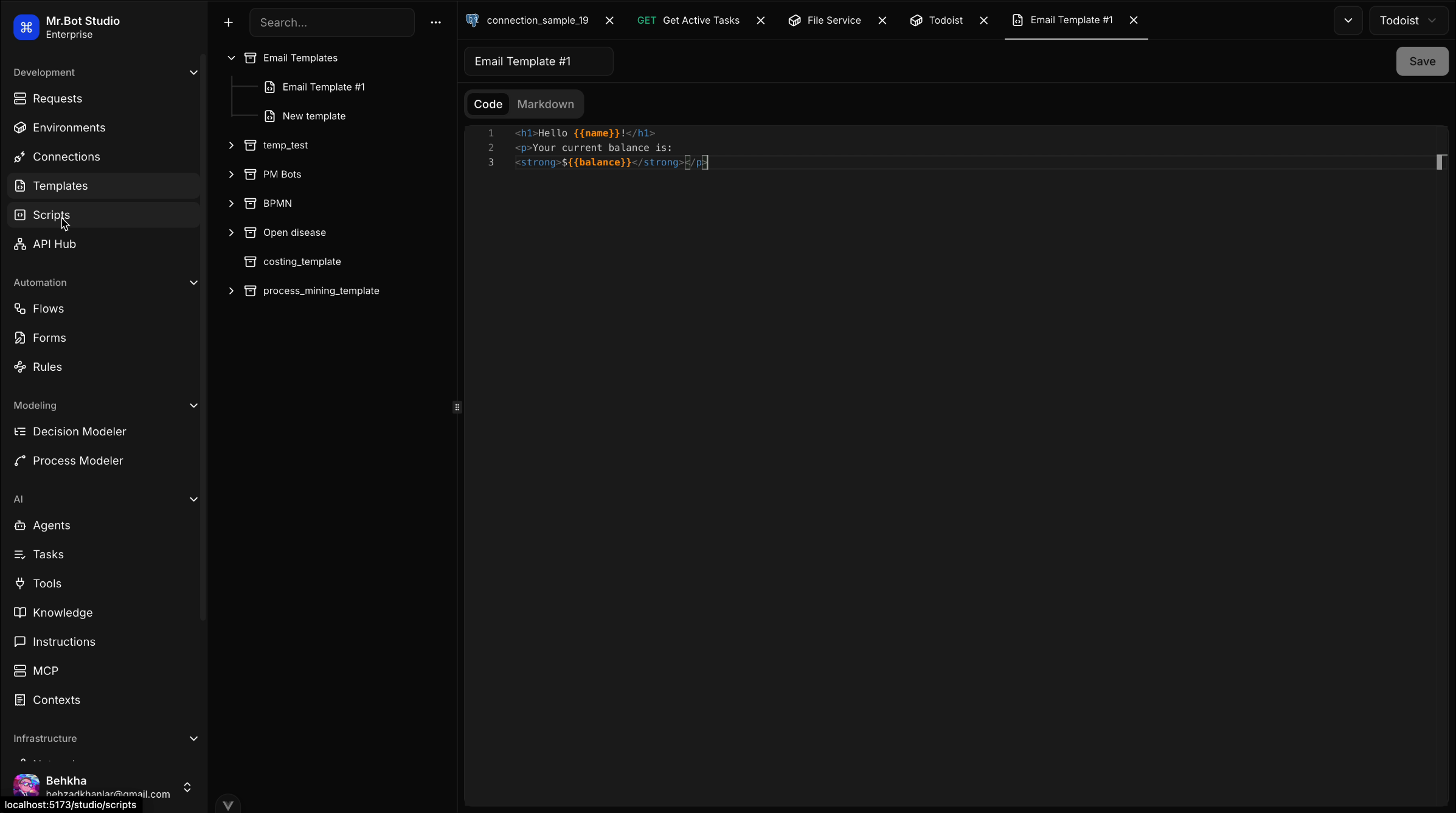 Mr.Bot Studio pre-built workflow templates